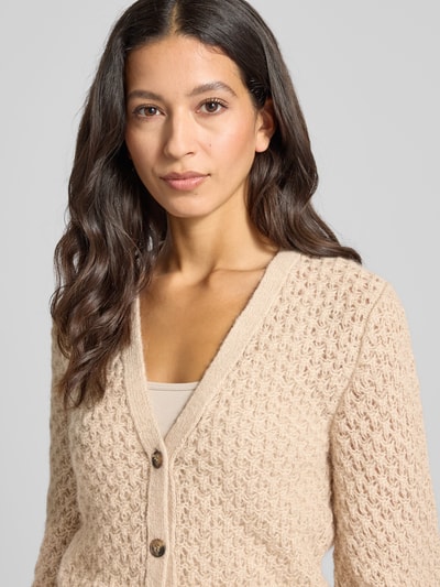 Stefanel Strickjacke mit V-Ausschnitt Modell 'ALPACA' Beige 3