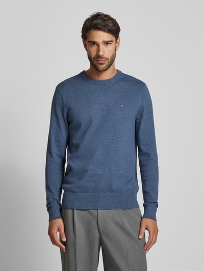 CK Calvin Klein Gebreide pullover met logostitching, model 'PIMA' Jeansblauw - 4