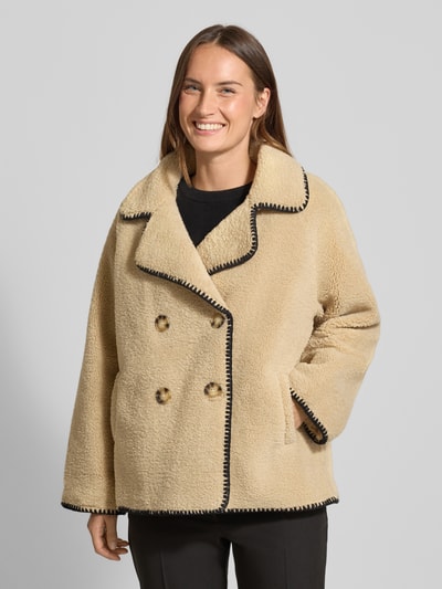 Apricot Jacke aus Teddyfell mit Eingrifftaschen Sand 4