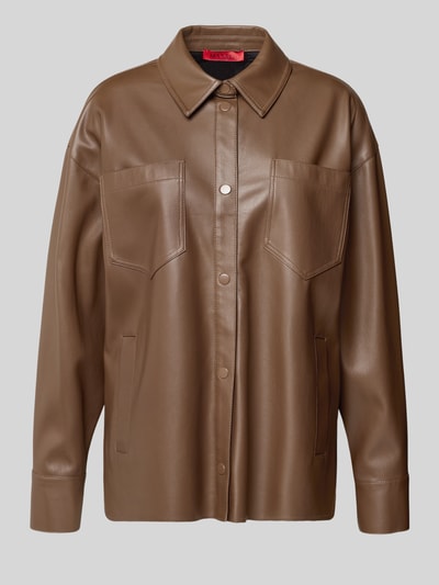 MAX&Co. Regular fit jack in leerlook met borstzakken, model 'FURIO' Hazelnoot - 2