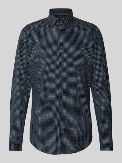 Jake*s Slim Fit Business-Hemd mit Allover-Muster Marine 2