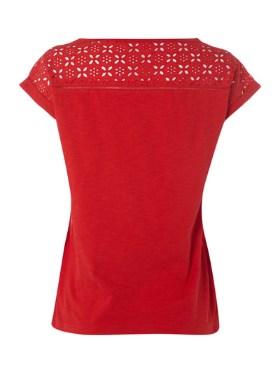 s.Oliver RED LABEL Shirt met rand van opengewerkt kant  Rood - 3