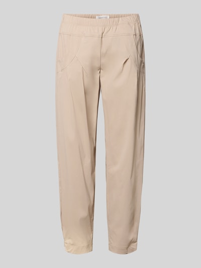 Produktfoto, beige Hose mit elastischem Bund Modell 'Rachell' von STEHMANN aus Viskose-Mix mit Stretch-Anteil, Barrel Fit, Eingrifftaschen