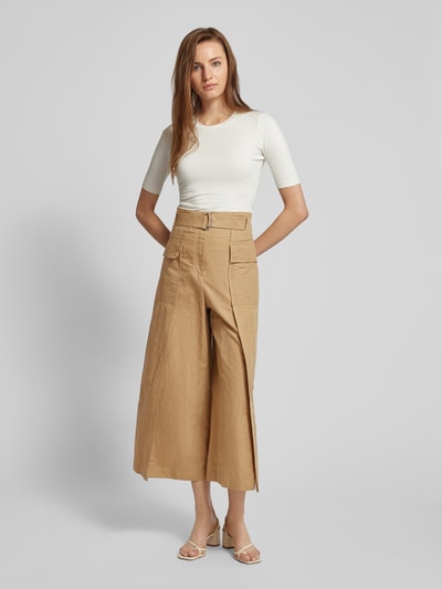 Weekend Max Mara Culotte mit Gürtel und Pattentaschen Modell 'PINIDE' Beige 1