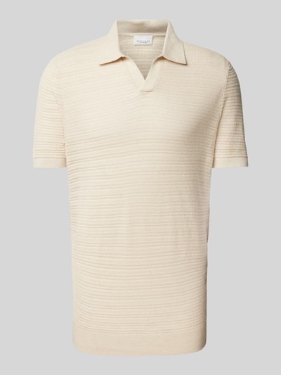 Profuomo Slim Fit Poloshirt mit V-Ausschnitt Offwhite 2