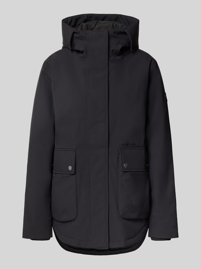 Produktfoto, Jacke mit 10.000 mm Wassersäule Modell 'DANIELLA' von Didriksons, czarny kolor, krój regular fit, pikowana faktura, wodoodporna, wiatroszczelna, oddychająca, wypełnienie Thermore, patkowe kieszenie, długość tyłu w rozmiarze 36: 74 cm, szerokość ramion w rozmiarze 36: 44 cm, szerokość w biuście w rozmiarze 36: 54 cm, długość rękawa w rozmiarze 36: 62 cm
