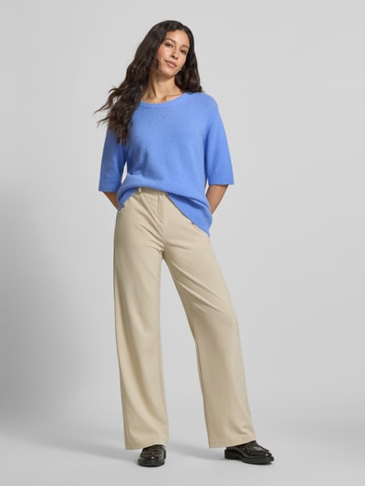 Milano Italy Oversized gebreide pullover met ronde hals Bleu - 1