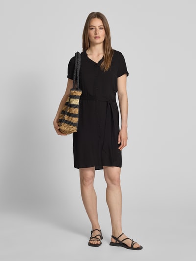 Vila Knielanges Kleid aus Viskose mit Bindegürtel Black 1