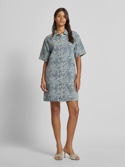 YAS Jeansjurk in minilengte met 1/2-mouwen, model 'FLAMERA' Jeansblauw - 1