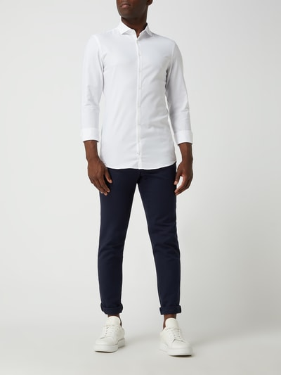 Jake*s Super Slim Fit Business-Hemd aus Twill Weiss 1