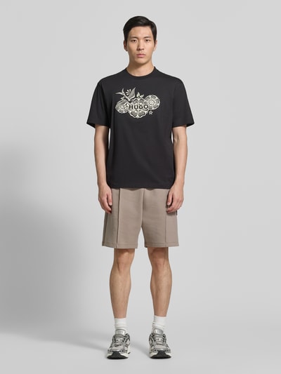 HUGO regular fit sweatshorts van katoenmix model 'DIMACSHORT' Lichtbruin - 1