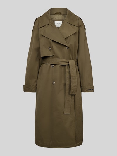 Pepe Jeans Trenchcoat met strikceintuur, model 'BIANCA' Olijfgroen - 2