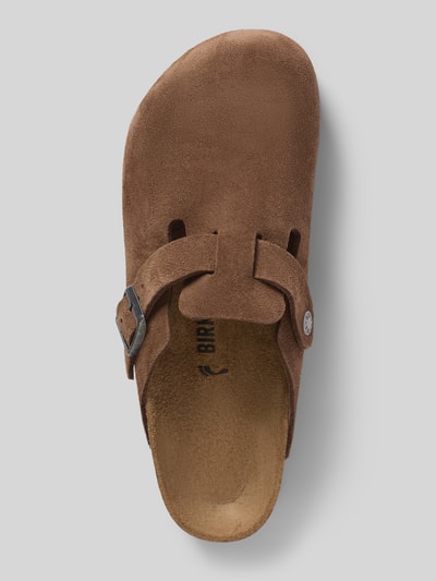 Birkenstock Klapki ze skóry bydlęcej nappa z zapięciem na klamrę Ciemnobrązowy 3