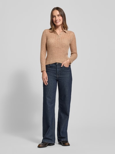 Mango Strickpullover mit Polokragen Camel 1