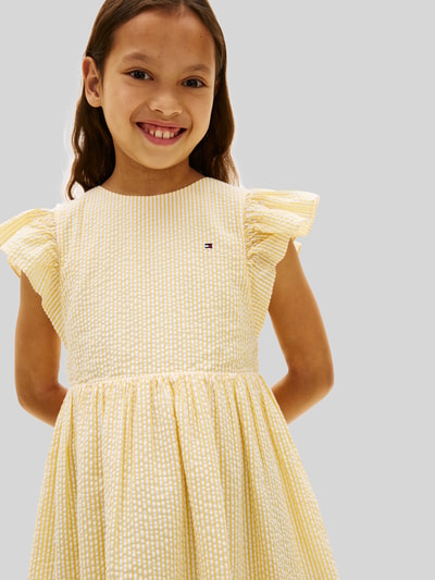 Tommy Hilfiger Teens Fit and flare jurk van puur katoen met gestikt logo Geel - 1