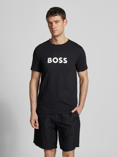 BOSS T-shirt z nadrukiem z logo Czarny 4