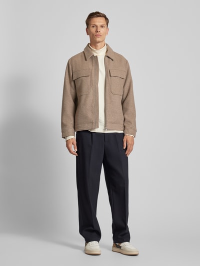 Jack & Jones Premium Regular fit overhemdjack met ritssluiting, model 'BLURUSSEL' Beige - 1