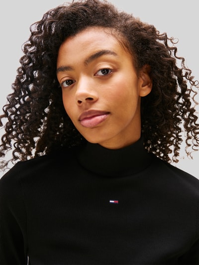 Tommy Jeans Slim Fit Langarmshirt mit Mock Neck Black 3