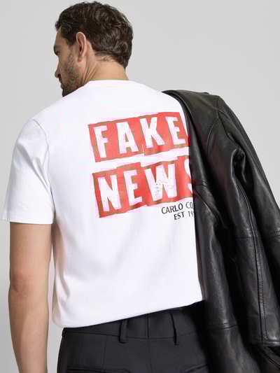 CARLO COLUCCI T-Shirt mit Label-Print Weiss 3