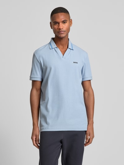 BOSS Green Poloshirt mit Label-Print Hellblau 4