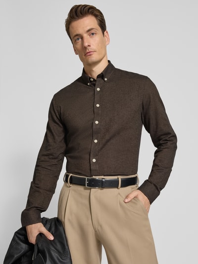 Lindbergh Freizeithemd mit Button-Down-Kragen Dunkelbraun 3