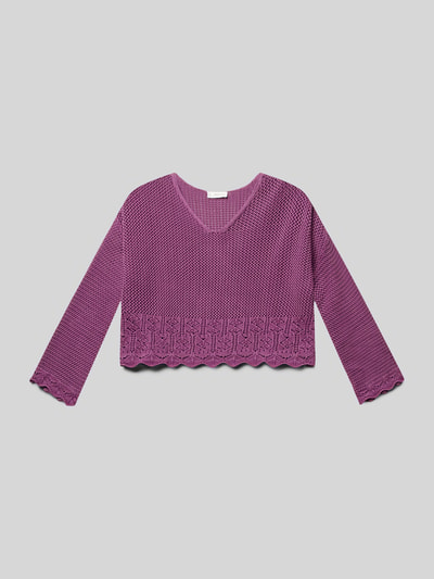 Mango Strickpullover mit Lochstickerei Modell 'saona' Purple 1