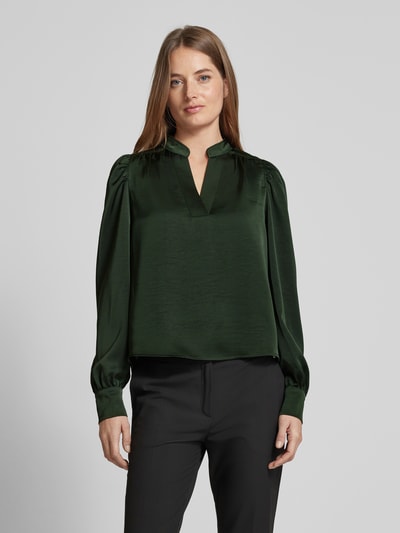 Neo Noir Regular fit blouse met V-hals, model 'Rosslyn' Donkergroen - 4