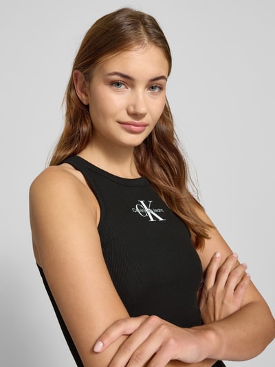 Calvin Klein Jeans Top z wyhaftowanym logo i okrągłym dekoltem Czarny 3