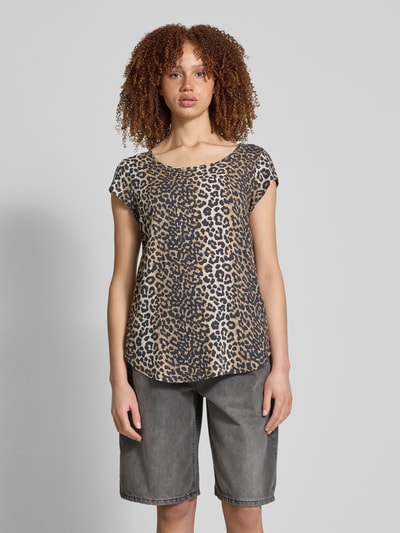 Only Regular fit T-shirt met druppelvormige hals, model 'NOVA' Zand - 4