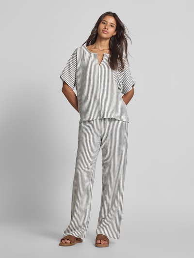 FREE/QUENT Loose Fit Blusenshirt aus Viskose-Leinen-Mix Modell 'Lavisco' Dunkelblau 1