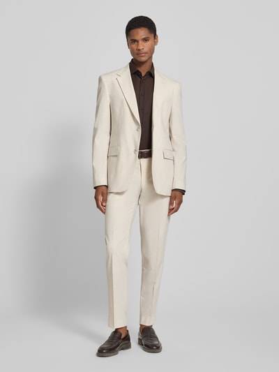 Christian Berg Men Regular Fit Business-Hemd mit Strukturmuster und Kentkragen Dunkelbraun 1