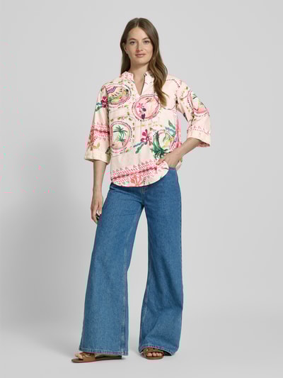 Emily Van den Bergh Relaxed Fit Bluse mit 3/4-Arm Sand 1