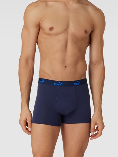 Puma Obcisłe bokserki z paskiem z logo w zestawie 4 szt. model ‘Puma Solid Boxer 4P’ Niebieski 1