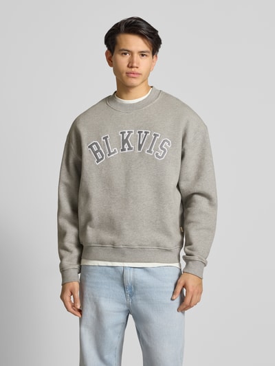BLKVIS Sweatshirt met logo en ronde hals Middengrijs gemêleerd - 4