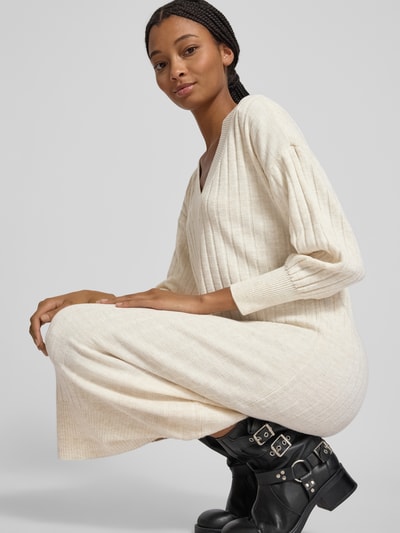Only Fließendes Strickkleid mit V-Ausschnitt Modell 'NEW TESSA' Offwhite Melange 3