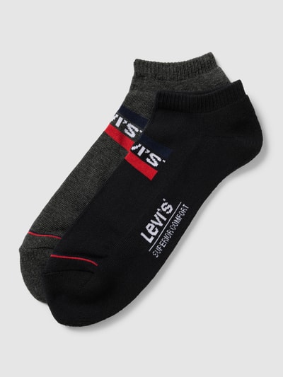 Levi's® Sneakersocken mit Label-Print im 2er-Pack Dunkelgrau Melange 1