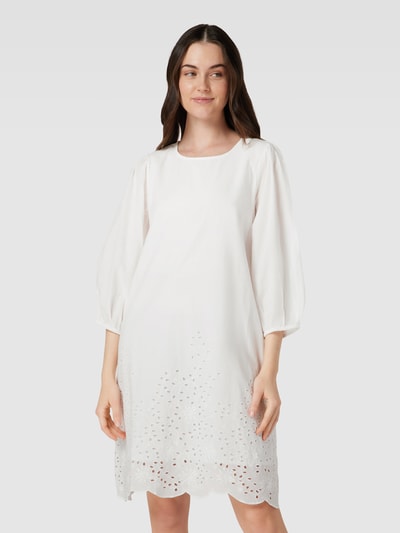 Selected Femme Knielange jurk met broderie anglaise, model 'RAMONE' Wit - 4