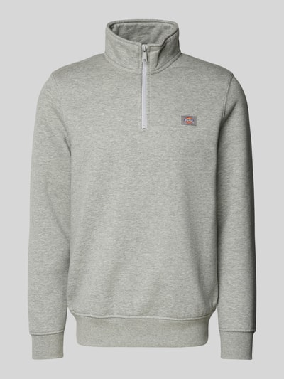 Dickies Sweatshirt met labelpatch, model 'OAKPORT QUARTER' Lichtgrijs gemêleerd - 2