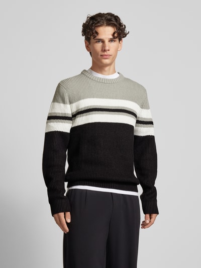 Jack & Jones Sweter z dzianiny z okrągłym dekoltem model ‘SANDER’ Jasnoszary melanż 4