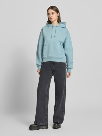 Carhartt Work In Progress Hoodie mit Label-Stitching und Känguru-Tasche Hellblau 1