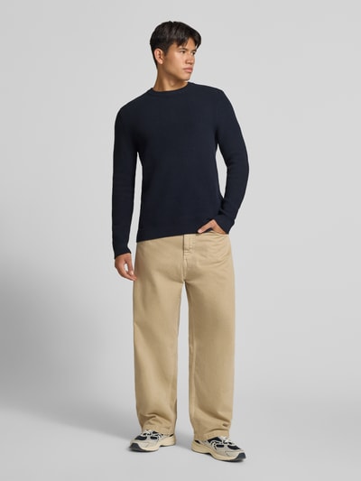 REVIEW Regular Fit Strickpullover aus reiner Baumwolle Marine 1