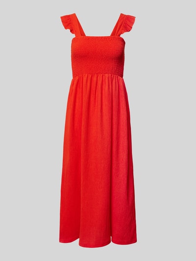 Pieces Sukienka midi z marszczonymi detalami model ‘LUNA’ Jasnoczerwony 2