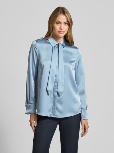 Christian Berg Woman Selection Regular fit overhemdblouse van satijn met platte kraag Rookblauw - 4