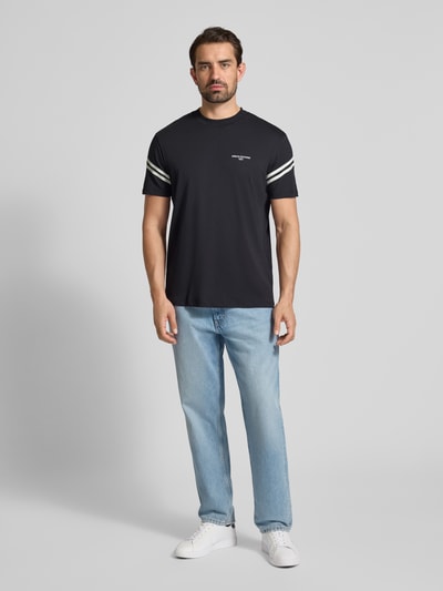 ARMANI EXCHANGE T-shirt met labelstitching en ronde hals Marineblauw - 1