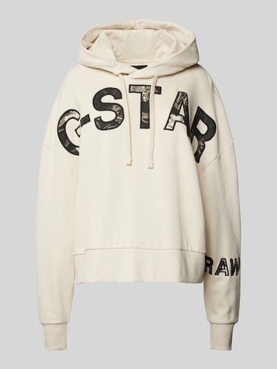 G-Star Raw Bluza z kapturem o kroju oversized z nadrukiem z napisem Écru 2