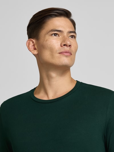 Christian Berg Men Shirt met lange mouwen en geribde ronde hals Donkergroen - 3