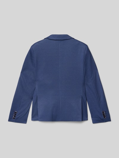 Junge trägt Blazer mit Reverskragen von G.O.L. in Blau, strukturierte Oberfläche, Rückenansicht, Material-Mix mit Viskose-Anteil. Ganzkörperansicht Rückansicht