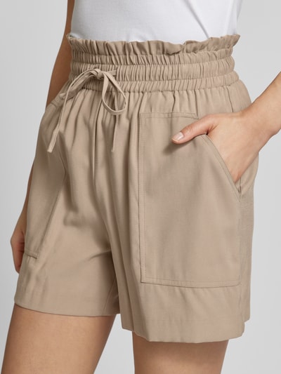 Vero Moda Korte high waist broek met opgestikte zakken, model 'CARISA' Taupe - 3