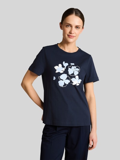 Tom Tailor Regular Fit T-Shirt aus reiner Baumwolle mit Motiv-Print Dunkelblau 4