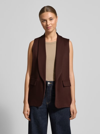ZABAIONE Gilet van viscosemix met klepzakken, model 'Am44br' Donkerbruin - 4
